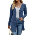 thumbnail image 4 of BODOAO Women's Open Front Lightweight Cardigan Long Sleeve Button Down Loose Outwear Old Times Cardigans Elegant Ribbed Cardigan Long Sleeve Button Placket with Pockets Knitted Cardigan Blue Xxl, 4 of 8