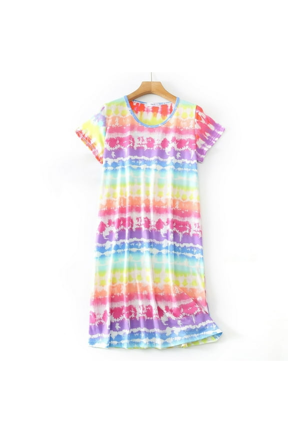 Nightgowns for Women Cotton Night Shirts Short Sleeve Crew Neck Night Gown Dress Casual Pajamas Soft Sleepwear Yellow S