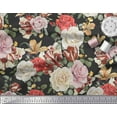 thumbnail image 2 of Soimoi Black Georgette Viscose Fabric Leaves & Rose Floral Fabric Prints By Yard 42 Inch Wide, 2 of 3