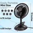 thumbnail image 2 of Ventilador con clip RamPro, portátil, 6 pulgadas, 2 velocidades, negro, 2 of 7