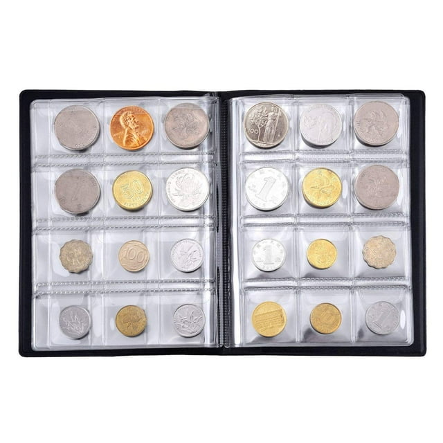 Collection de Pièces de Monnaie Album Collecteurs Titulaire Professionnel Collection de Pièces de Monnaie Livre Portable 120 Porte-Pièces Album de Scrapbooking, Vert