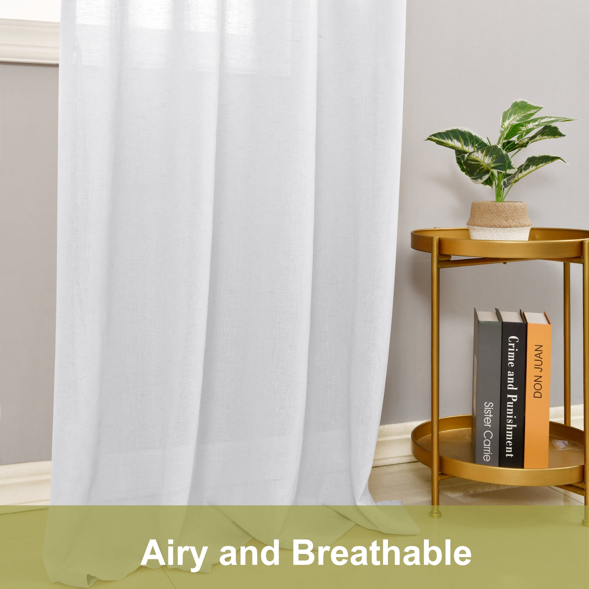 LeSommet様ホワイト XWZO Modern Linen Sheer Grommet Curtains for Bedroom, Off