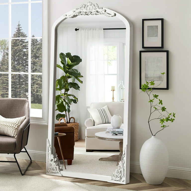 White sale arched mirror