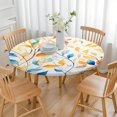 thumbnail image 2 of 44in Round Tablecloth with Elastic Edge, Waterproof Fitted Table Cover for 36-44" Tables, Floral Theme Polyester Reusable Table Cloths Wipe Clean for Picnic, Dining, Outdoor Use and Party Decor, 2 of 7
