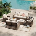 thumbnail image 6 of MEISSALIVVE 7 Pieces Patio Furniture Set with Swivel Chair, Wicker Patio Sofa, Rattan Conversation Set with Three-seat sofa, 2 Ottomans and Loveseat for Lawn Backyard (Beige), 6 of 8