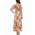 thumbnail image 3 of Xaqiouau Womens Boho Floral Maxi Dress Short Sleeve Casual Summer Long Dress Crew Neck Flowy A Line Beach Vacation Dress, 3 of 7