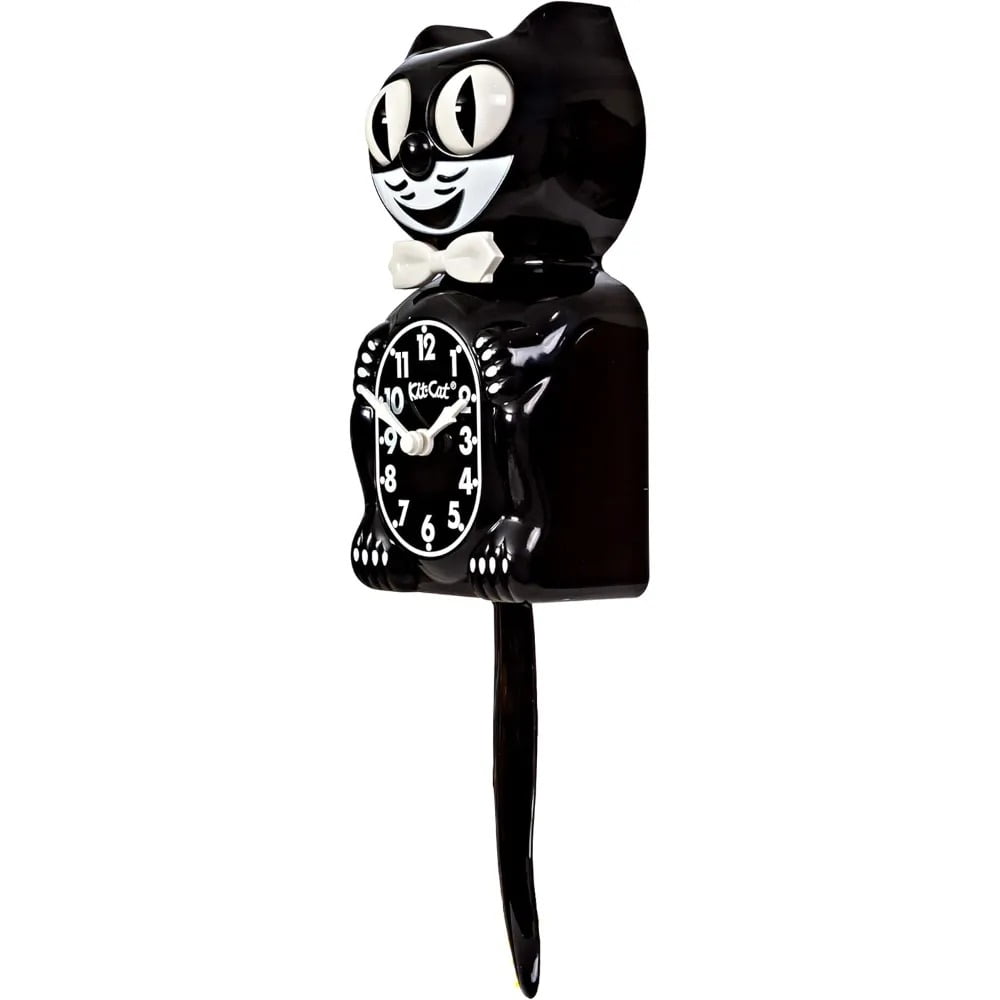 Kit-Cat Klock Gentlemen The Original (Classic Black) - Iconic Retro Cat Clock with Moving Eyes and Tail, Battery Operated Wall Clock, Perfect for Home Decor, Mid Century Modern Clock
