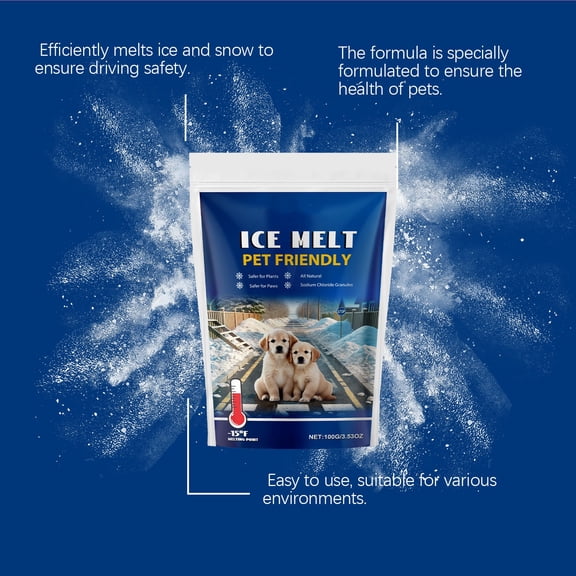 1 Pc Pet Safe Snow & Ice Melt | Eco Living Solutions | Sodium Chloride | Works Under -15 °F | Safe for Concrete Driveway and Roof | Better Than Rock Salt | Safe for Kids and Pets (3.53oz), Blue