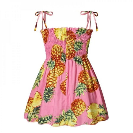 

Summer Baby Girl Cute Pineapple Print Sleeveless Sling Dress Casual Kids Cotton Sundress