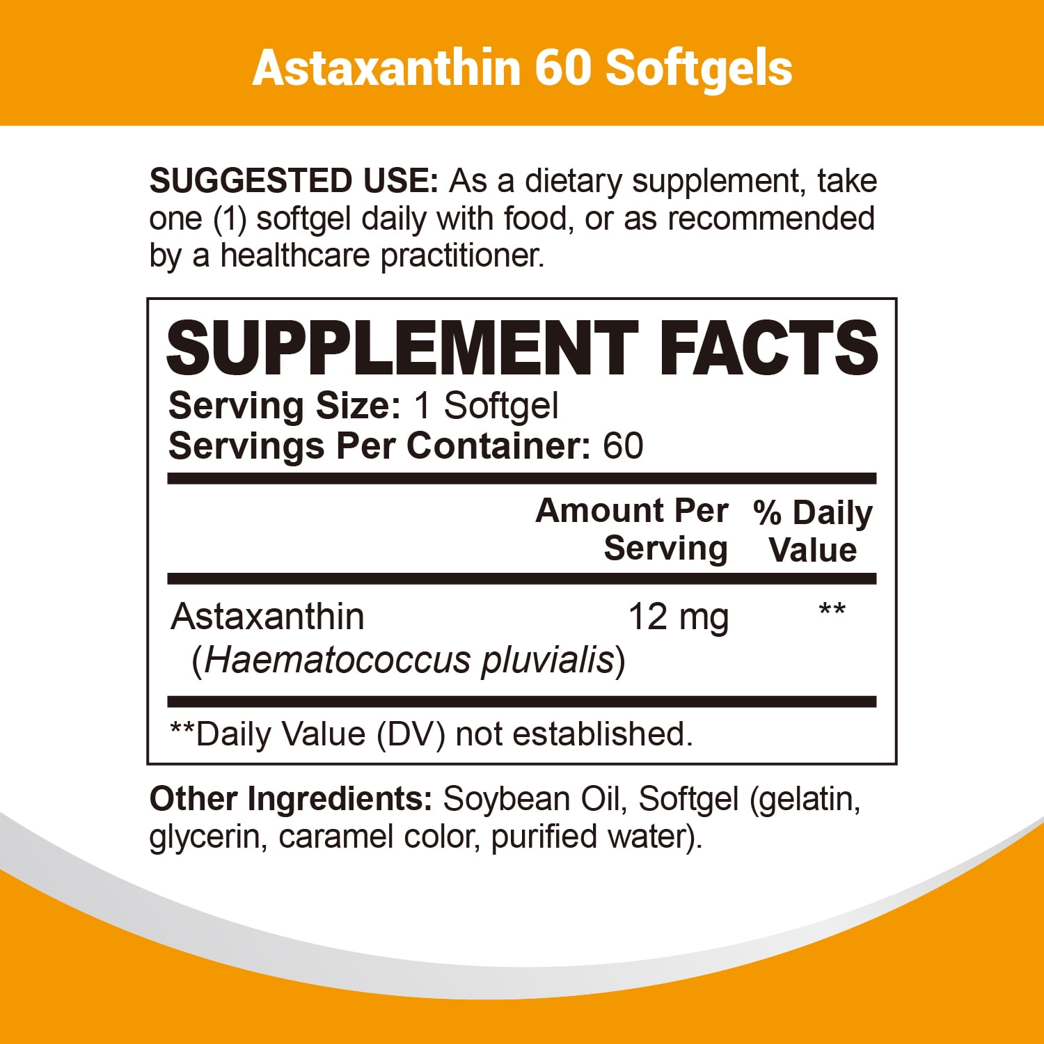 Oppuland Astaxanthin 12MG Vitamins NON-GMO, Gluten Free - No Artificial flavors 60 Soft Gel | Supporting Joint, Heart, Skin, Eye & Muscle Health