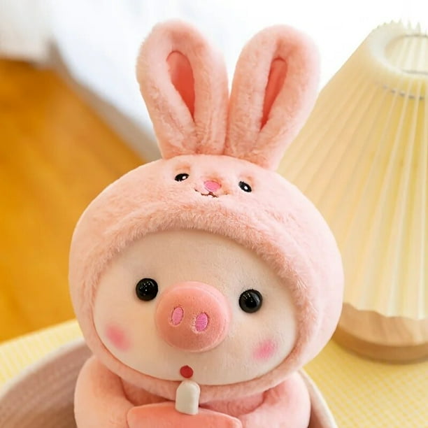 9.8in 25cm Cute Piglet Stuffed Animals Cute Plush Toy Soft Plushies Throw Pillow Pig Plush Throw Pillow Doll with Boba Tea Pink Walmart