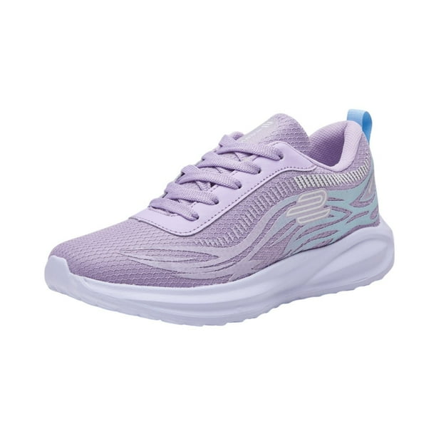 Tenis Deportivos Casuales Mujer Textil Stretch Lila Con Azul
