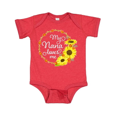 

Inktastic My Nana Loves Me with Sunflower Wreath Gift Baby Boy or Baby Girl Bodysuit