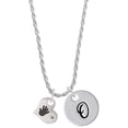 thumbnail image 1 of Delight Jewelry Silvertone Hand Print Heart Silvertone Script Initial Disc - O - Charm Necklace, 20"+3", 1 of 4