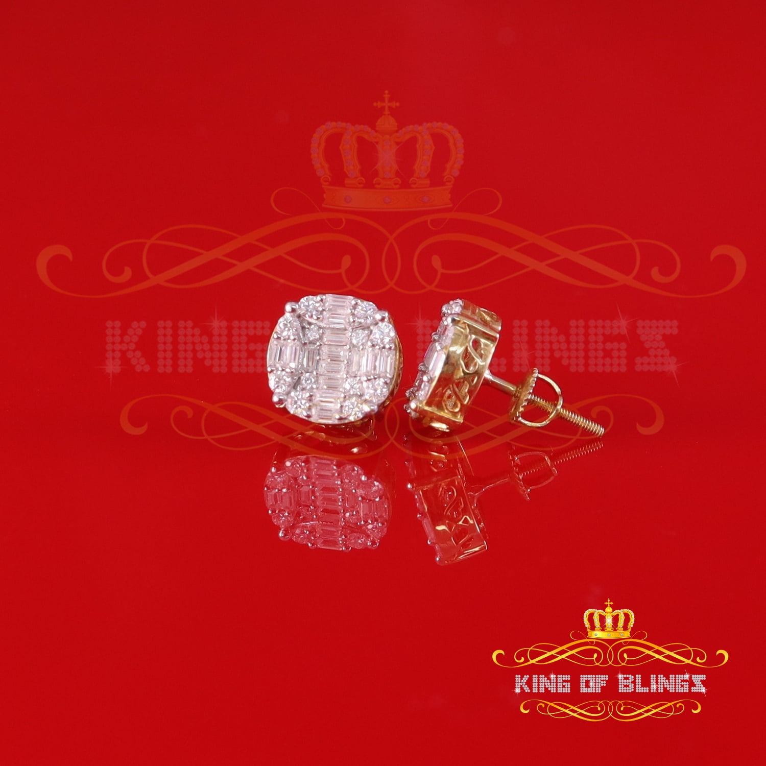King of Bling's Men's/Womens 925 Silver Yellow 2.00ct VVS 'D' Moissanite Round Stud Earrings