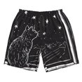 thumbnail image 2 of Honeii's Star Gazing Cat Illustration Print Men's Casual Shorts with Drawstring，Swim Trunks Quick Dry Beach Shorts, 2 of 5
