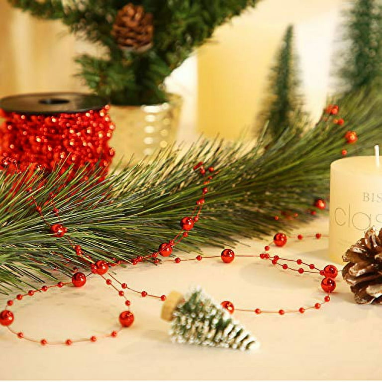 Pangda 65.6 Feet Christmas Tree Beads Garland Plastic Pearl Strands Chain  for Christmas Wedding Decoration (Gold)