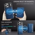 thumbnail image 3 of AutSpace Funda para Apple iPhone 17 Pro Max, Bloqueo RFID, Cuero PU, Compatible con MagSafe, Billetera Desmontable 2 en 1 con Tarjetero, Soporte, Cubierta Protectora Magnética, Azul, para iPhone 17 P, 3 of 10