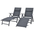 thumbnail image 1 of Patiojoy Chaise Longue Inclinable de Patio 2 Pcs pour l'Extérieur, Chaise Pliante Réglable avec 7 Positions de Dossier et Oreiller Amovible, 1 of 9