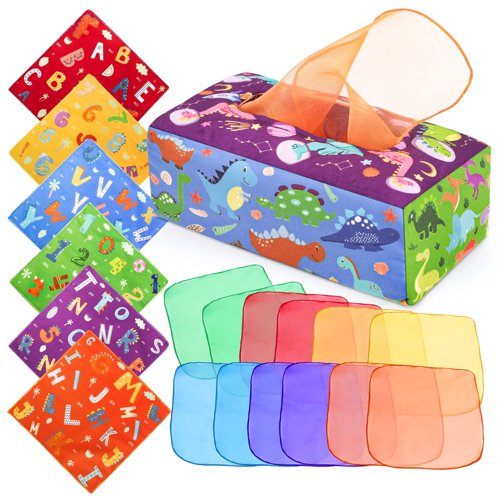 DINORUN Baby Toys 6 to 12 Months Baby Tissue Box Toy Toddlers Sensory Toys Early Learning Montessori Toys Infants Newborns