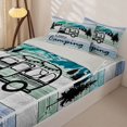 thumbnail image 2 of Manfei Kawaii Camper Zipper Full Size Comforter Sets with Fitted Sheet and 2 Pillowcases,Cute Adventure Car Zipper Bedding Set,Light Blue White,Reversible, 2 of 7