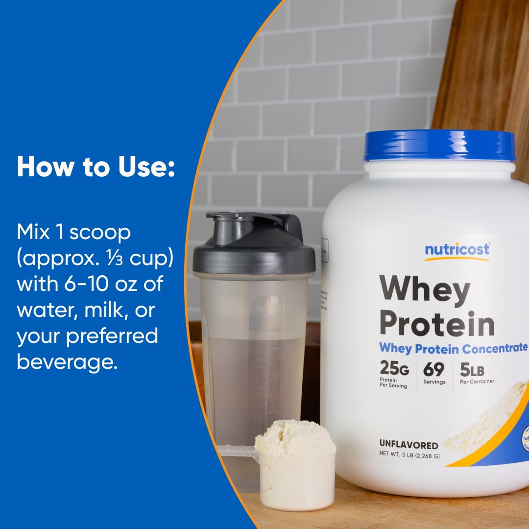 Nutricost Whey Protein Concentrate Powder (Unflavored) 5LBS
