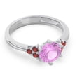 thumbnail image 3 of Diamond-Capitals 2.15 Carat Round Cut Pink Sapphire & Garnet Gemstone Lovely Engagement Ring for Fiancee 14K White Gold Size 8, 3 of 7