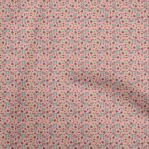 oneOone Cotton Jersey Pink Fabric Kids Animal Fabric For Sewing Printed Craft Fabric By The Yard 58 Inch Wide