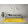 thumbnail image 3 of Ahgly Company Machine Washable Indoor Round Abstract Yellow Modern Area Rugs, 5' Round, 3 of 4