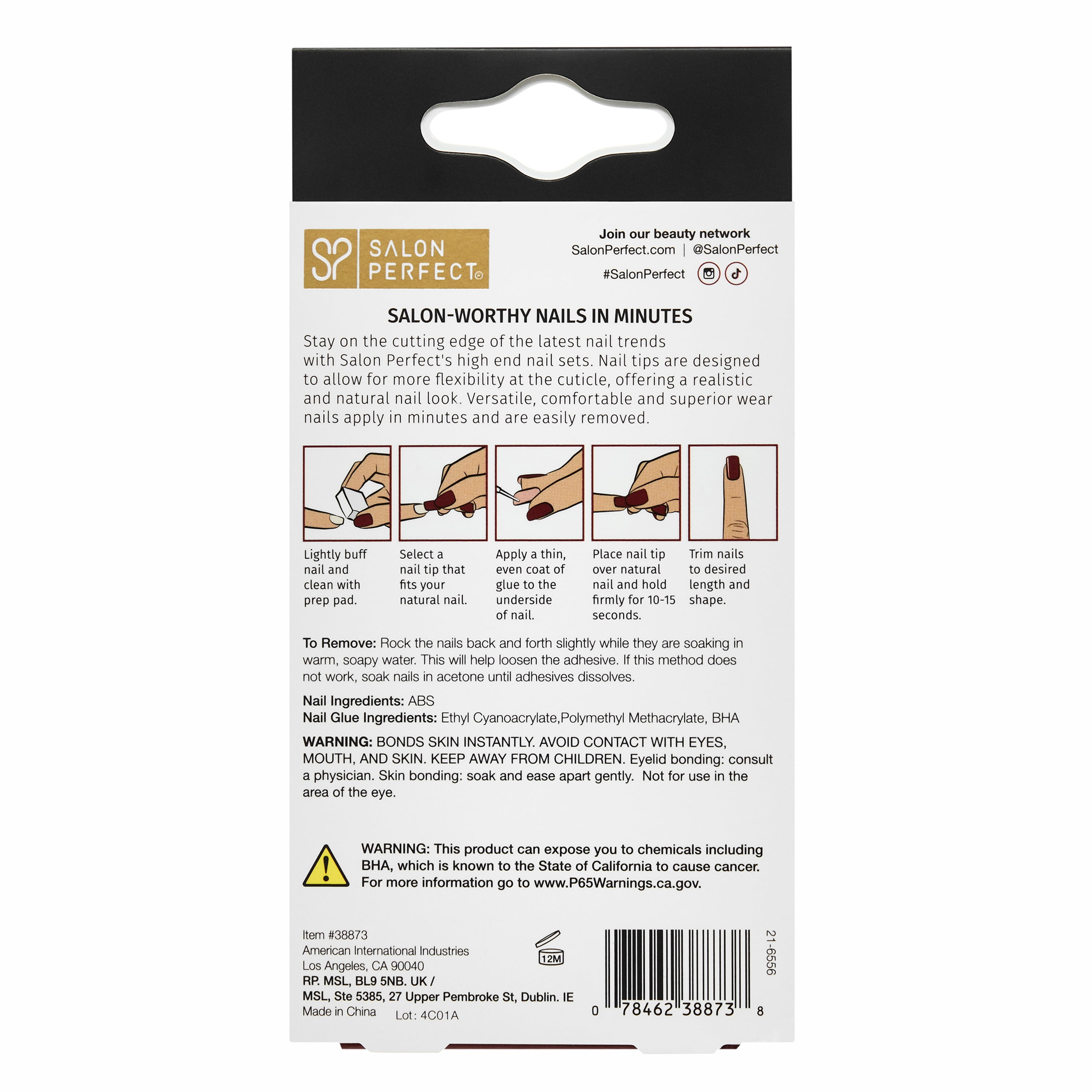 Salon Perfect Falloween Press On Nails, 329 Matte Checkered Cat, File & Glue Included, 30 Nails