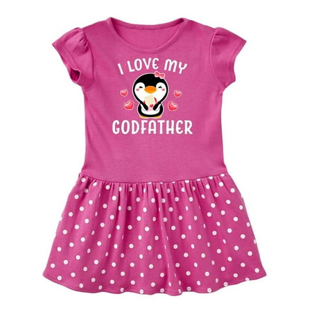 

Inktastic I Love My Godfather with Cute Penguin and Hearts Gift Baby Girl Dress