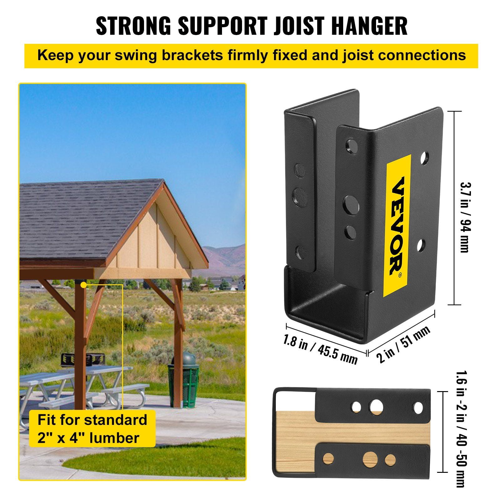CAFORKP 24-Pack of 3.7-Inch Concealed Flange Joist Hangers, 2x4 Face Mount Brackets, Weather-Resistant Powder Coated Steel for Decks & Outdoor Accents