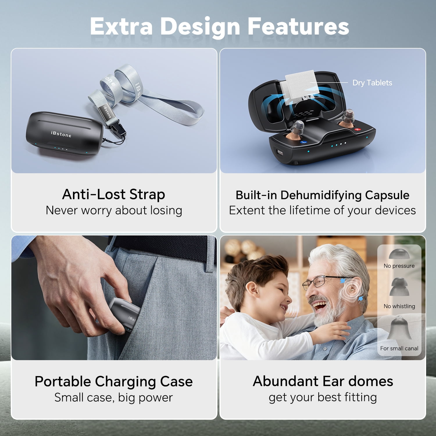iBstone Nova Hearing Aids for Seniors, Rechargeable, OTC, with Noise Cancelling, Beige, Pair