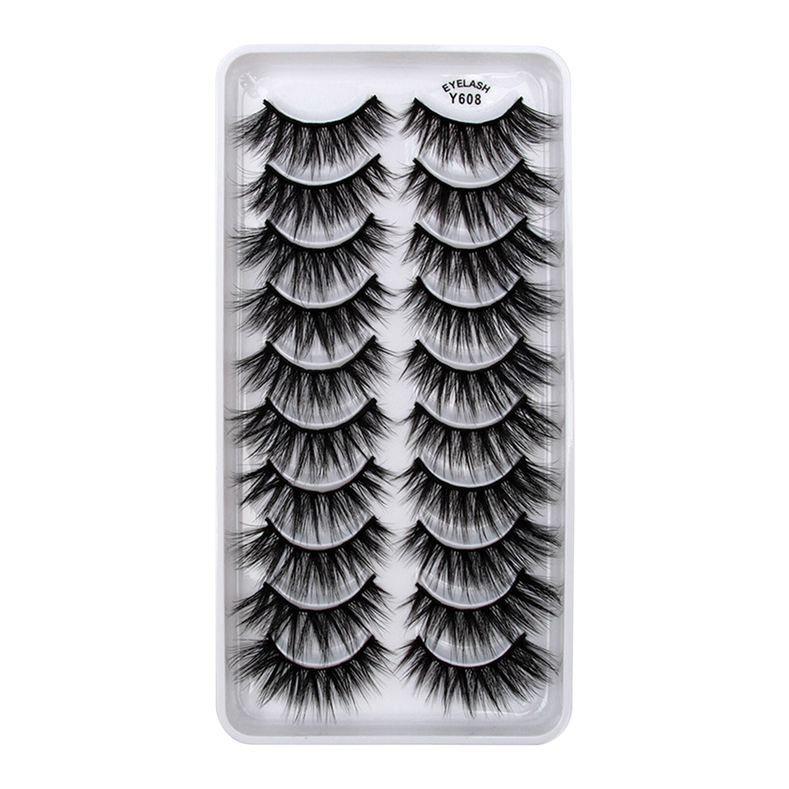 MIARHB False Eyelashes Faux Mink Lashes Pack 10 Pairs 8D Dramatic Fake