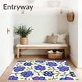 thumbnail image 3 of ODIKA 4'x6' Machine Washable Non-Slip Area Rug, Chic Floral with Interlocking Blossom and Vine Details High Traffic Rug with Pad, Blue, 624009, 3 of 8