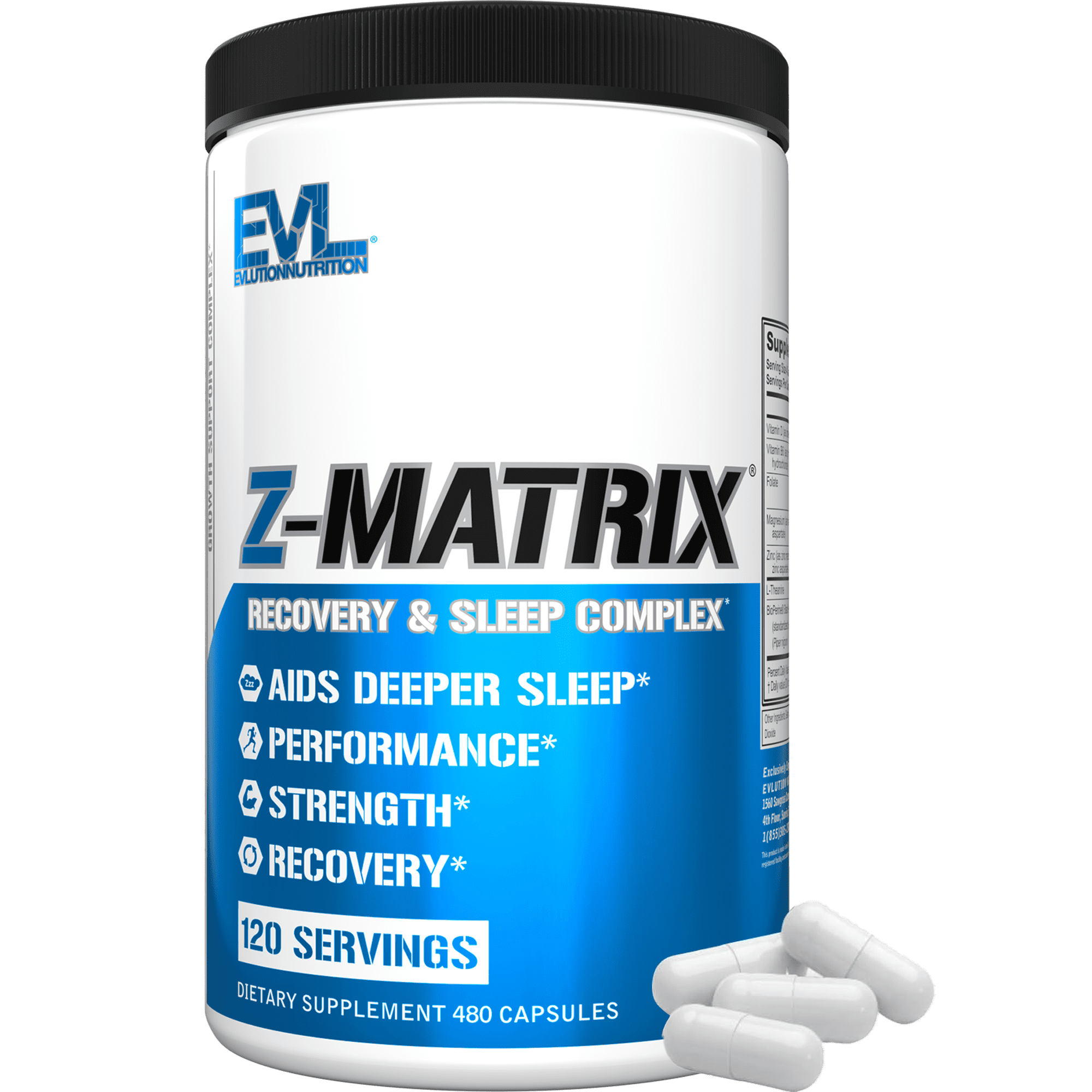 Sleep Supplement - EVLution Nutrition Sleep Aid with Z-Matrix for Muscle Recovery - Sleeping Pills Mineral Complex with Zinc, Magnesium & L-Theanine - EVL Z-Matrix 480ct Capsules