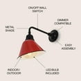 thumbnail image 4 of JONATHAN Y Croydon 9.63" 1-Light Farmhouse Industrial Indoor/Outdoor Iron LED Gooseneck Arm Outdoor Sconce, Red, 4 of 7