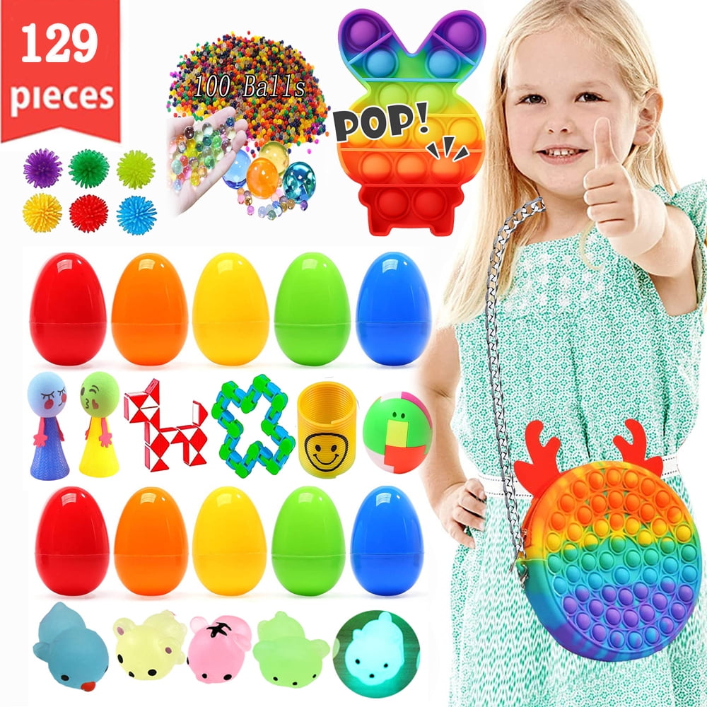 129 Pieces Basket Stuffers Fidget Toys,Bunny Easter Toys for Kids