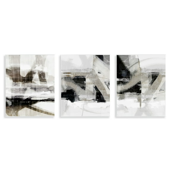 Stupell Industries Industrial Streaked Composition Abstract Painting Unframed Art Print Wall Art, 11 x 14, Set of 3