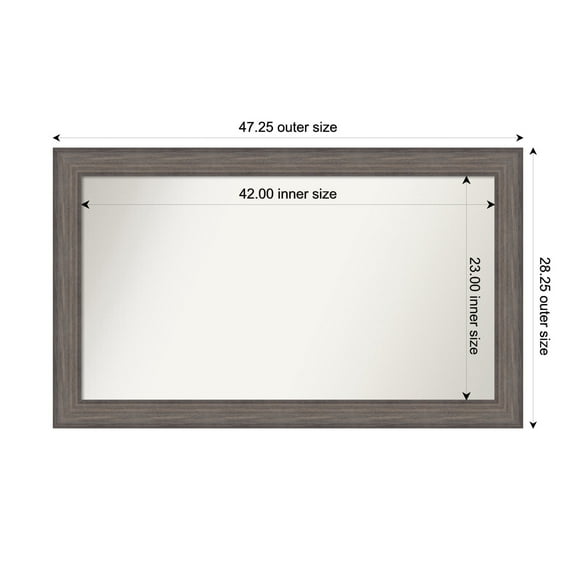 Amanti Art Custom Wall and Bathroom Mirror (28.25 x 47.25 in.), Country Barnwood Frame