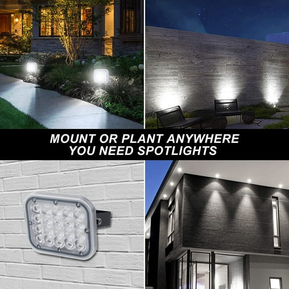 FGERFE-Solar Spot Lights Outdoor, 20 LED IP65 Waterproof Landscape Lighting, Dusk-to-Dawn 6000K Cold White Spotlights for Yard Garden Driveway Porch Walkway, 2-in-1