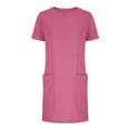 thumbnail image 5 of Ladies Short T Shirt Dress, Loose Casual Summer Short Sleeve Tunic Dresses Solid Color Loungewear Mini Dress with Pockets A-Line Cocktail Dresses L, 5 of 7