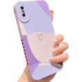 thumbnail image 2 of Compatible with iPhone X/XS Case 5.8 inch, Cute Painted Art Heart Pattern Full Camera Lens Protective Slim Soft Shockproof Phone Case for Women Girls(Purple), 2 of 4