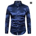 thumbnail image 2 of Minnieouse Camisa satinada lisa para hombre Casual Slim Fit - Grande y de secado rápido para cualquier ocasión Camisa para hombre Formal de Camisetas Azul marino METRO, 2 of 6