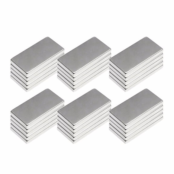 Rectangular Block Magnets, 0.79X0.39X0.08 In, Silver, 30 Pc, Office Organization, Home Organization and Storage, Diy Crafting, Workspace Mounting