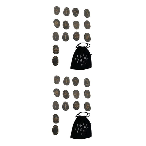 Seitruly Runas de brujas Símbolo gitano Juego de runas de brujas con bolsa de almacenamiento para meditación Tipo 1 2Conjunto