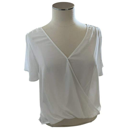 Lush Women's Surplice kimono Sleeves Twist Front Draped Loose Fit V-Neck Woven Top S