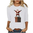 thumbnail image 2 of Cadancy Christmas Tshirts Women Party 3/4 Sleeve Plus Size Winter Tops Dressy Cute Santa Claus Holiday Blouses Casual Crewneck Vintage Xmas Funny Shirts, 2 of 5