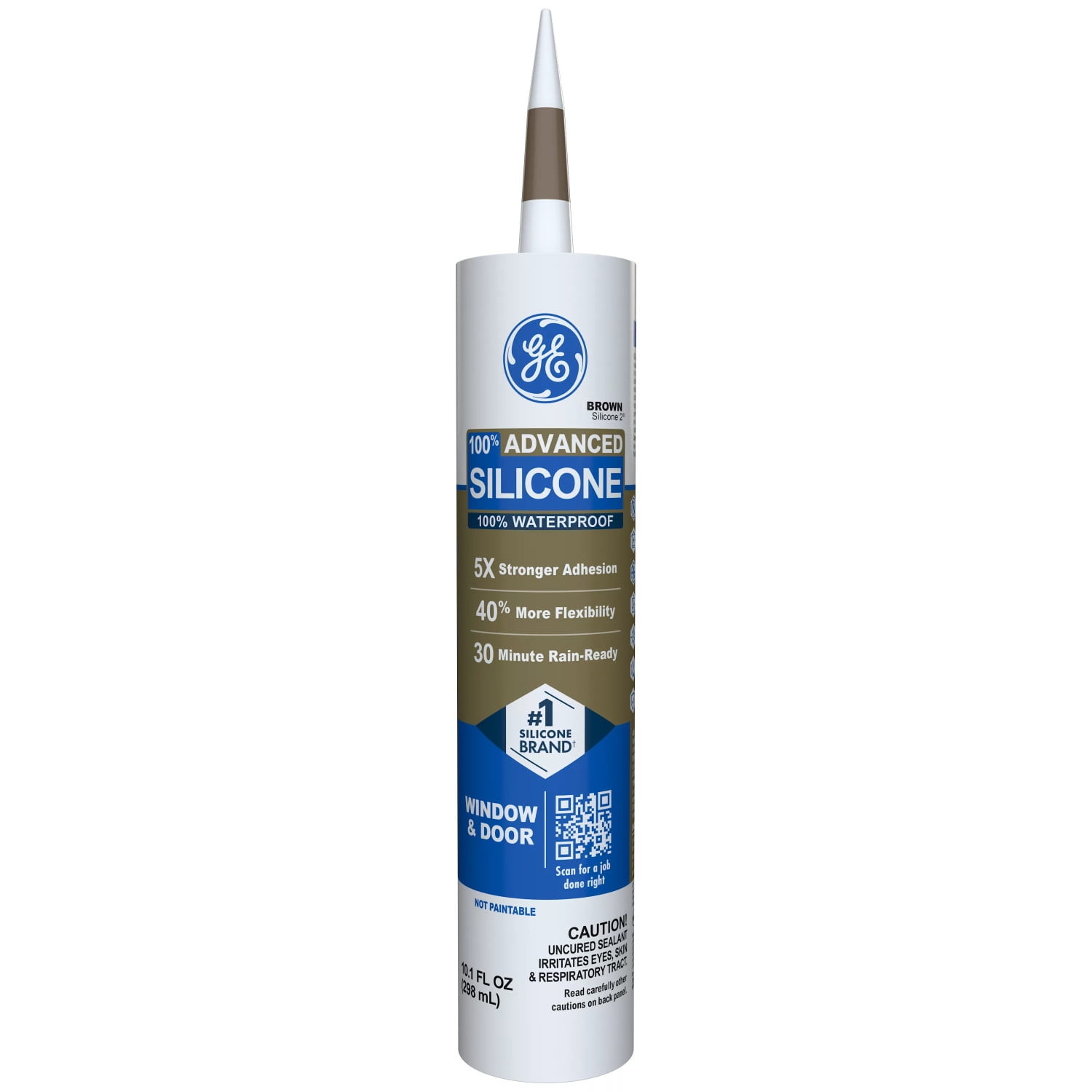 (4 pack) GE Advanced Silicone Window & Door Sealant, Pack of 1, Brown 10.1 fl oz Cartridge