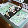 thumbnail image 2 of Bamboo Bathtub Tray for Luxury Bathroom, Expandable Premium Bath Tray w/Soap Towel Book Holder, Adjustable Bath Accessories for Tub,Extendable Tub Tray with Wine Glass Cup Organizer 29.5"-43.3" Black, 2 of 13